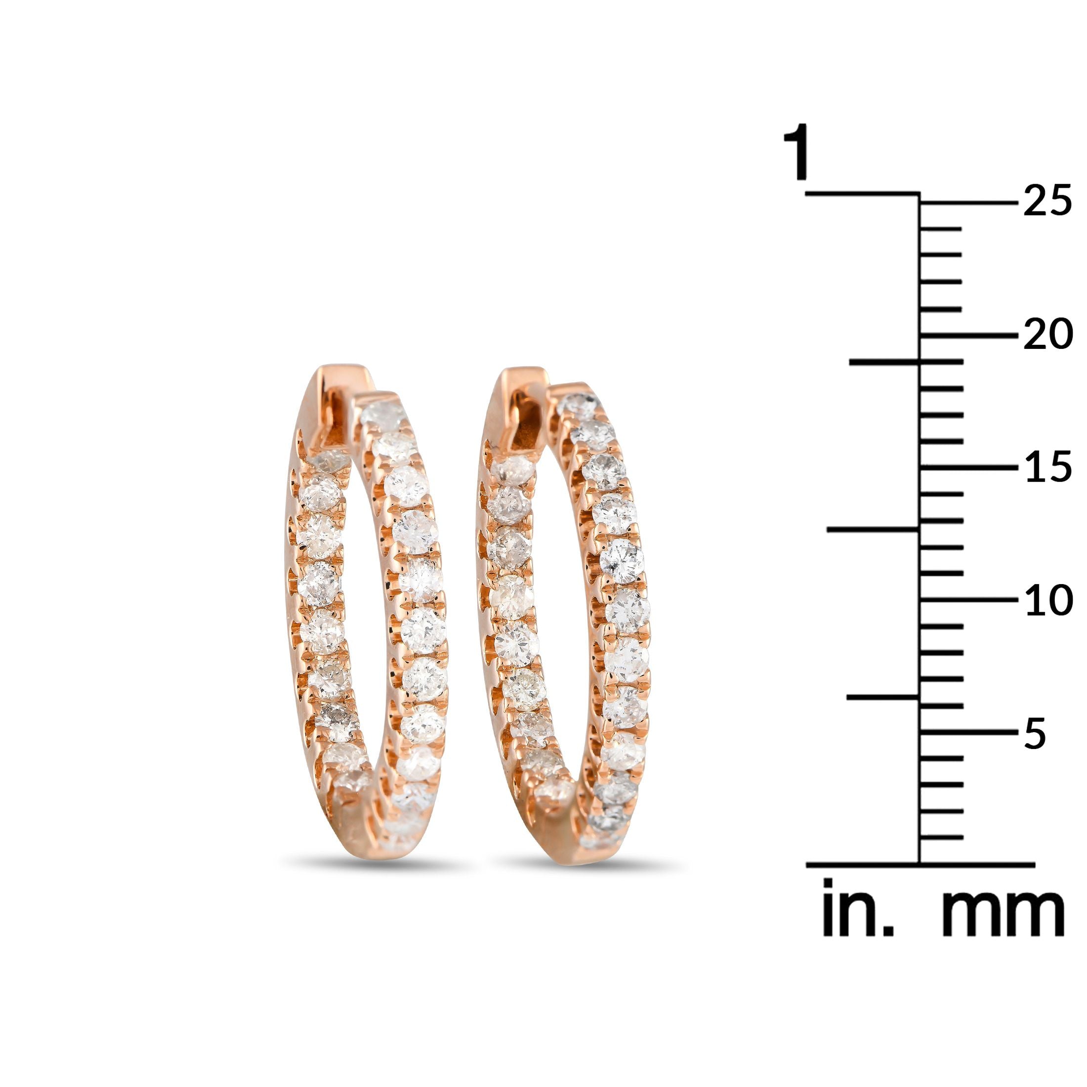 Exclusive 14K Rose Gold 1.0ct Diamond Inside-Out Hoop Earrings