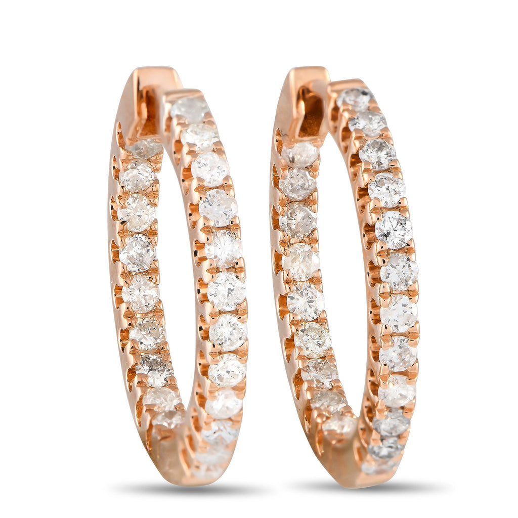 Exclusive 14K Rose Gold 1.0ct Diamond Inside-Out Hoop Earrings – Unleash the goddess in you with this pair of rose gold ear s