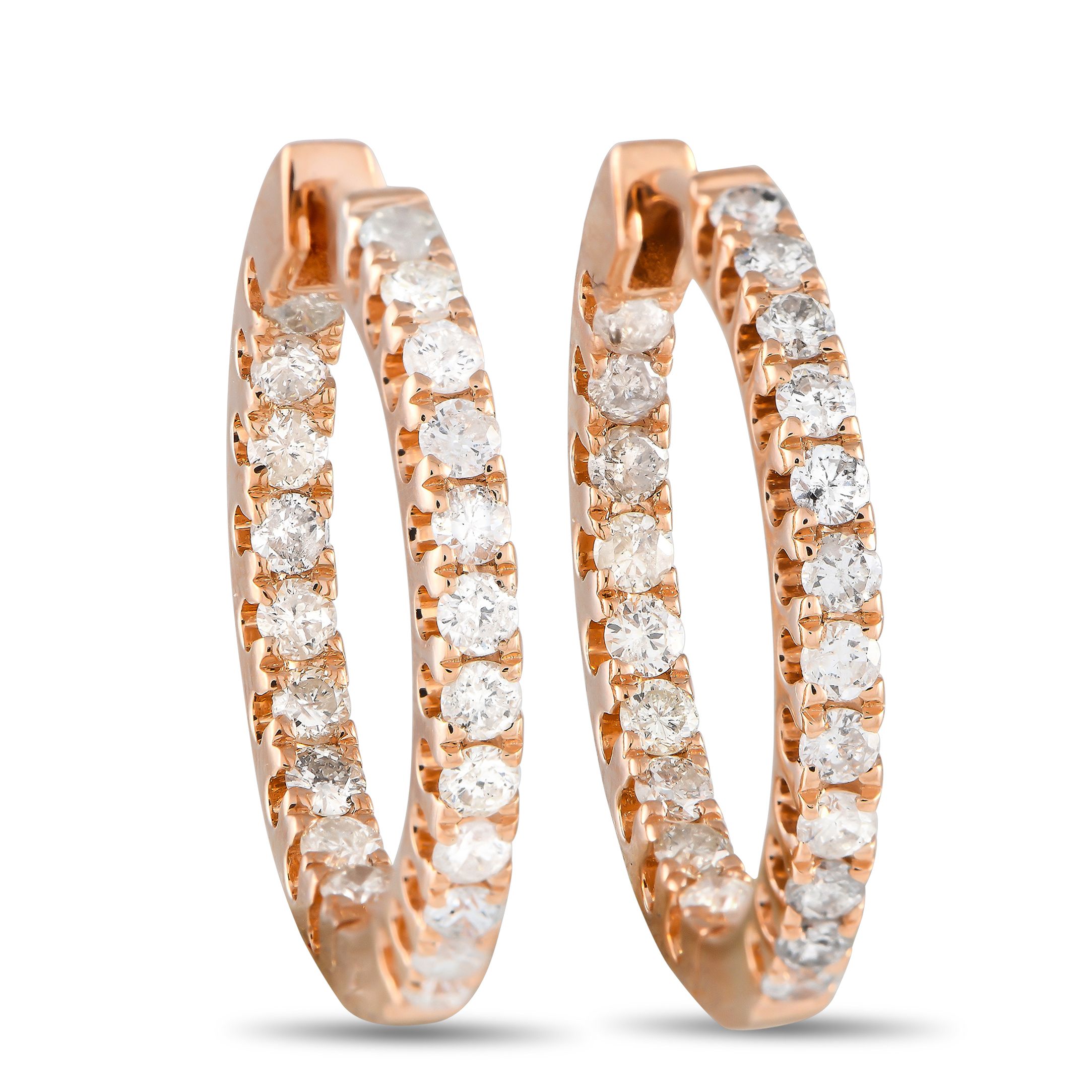 Exclusive 14K Rose Gold 1.0ct Diamond Inside-Out Hoop Earrings – Unleash the goddess in you with this pair of rose gold ear s