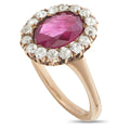 Antique 18K Rose Gold 0.30ct Diamond and Ruby Ring