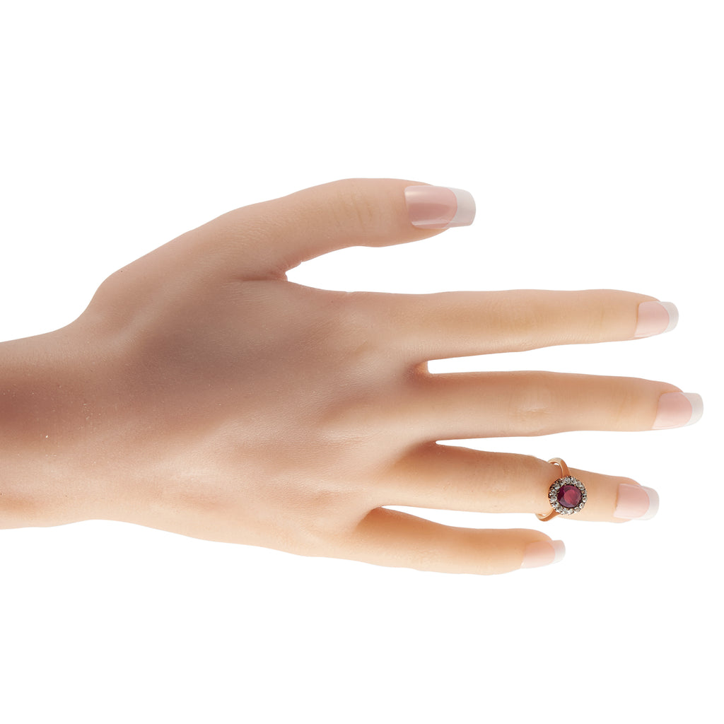 Antique 18K Rose Gold 0.30ct Diamond and Ruby Ring