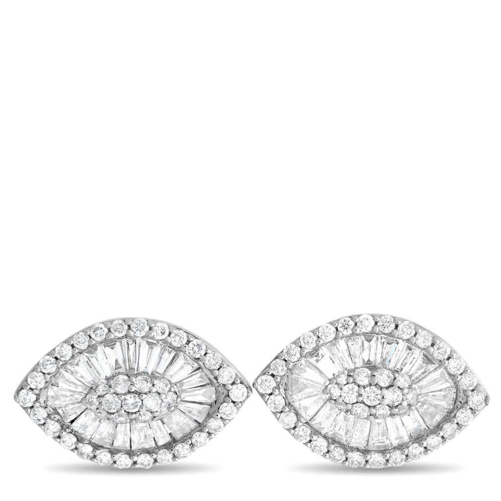 Exclusive 14K White Gold 1.05ct Diamond Earrings – These opulent ellipse-shaped earrings will continually capture your imagin
