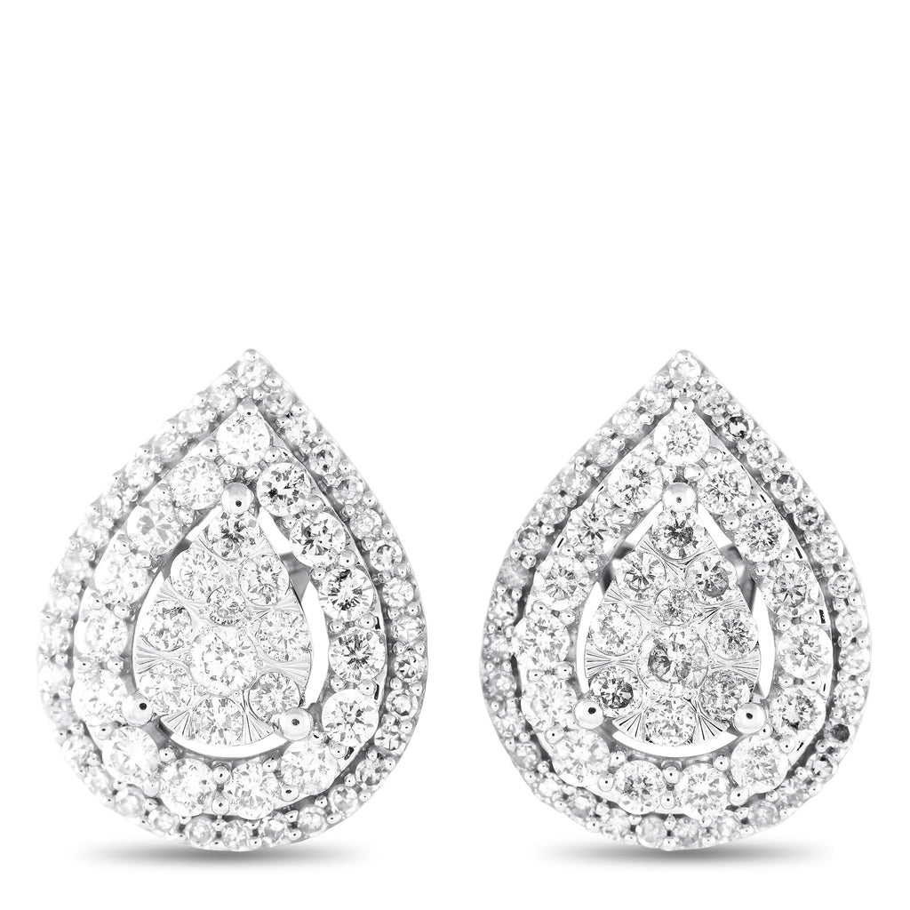Exclusive 14K White Gold 1.0ct Diamond Earrings – A chic, pear-shaped setting crafted from 14K White Gold serves as a stylish
