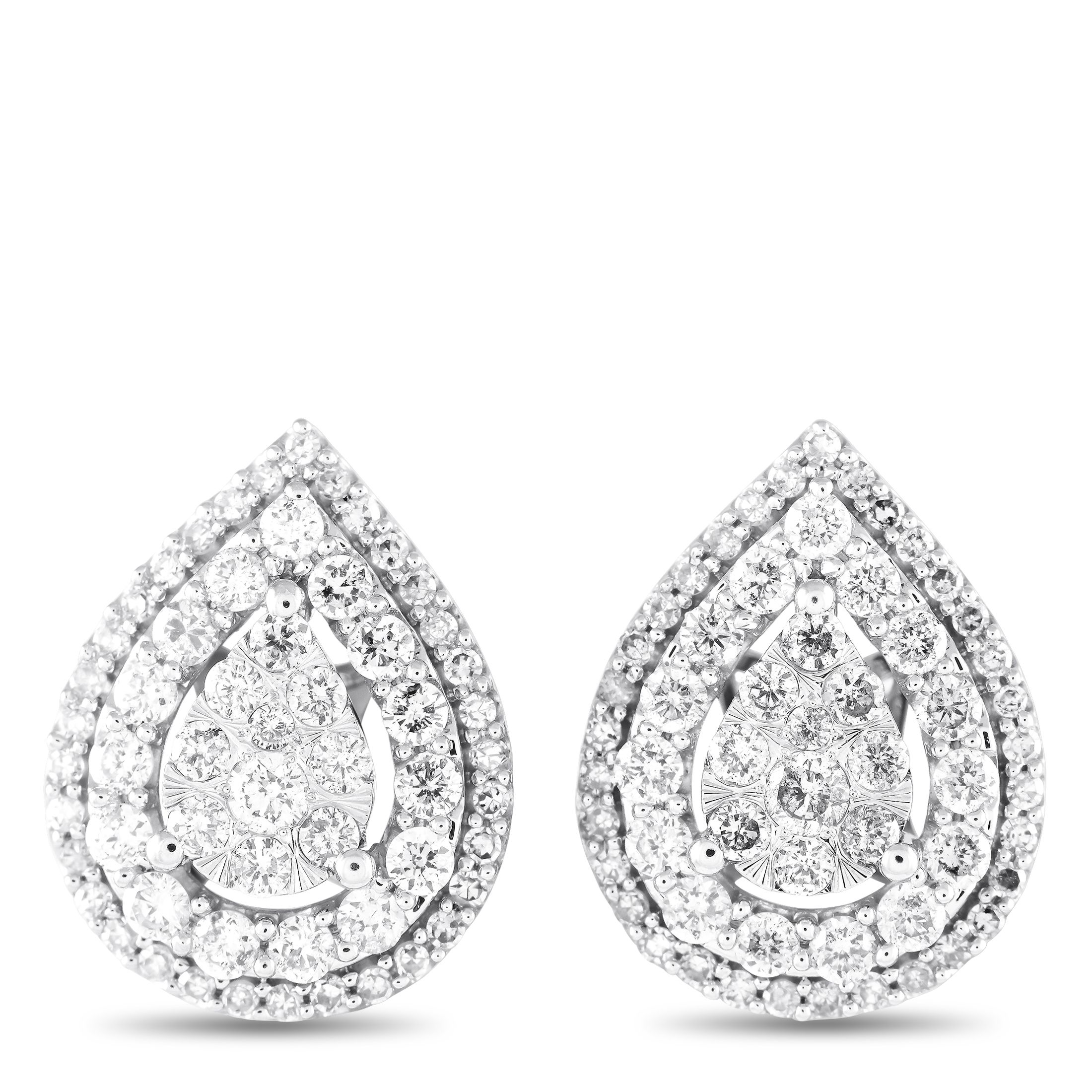 Exclusive 14K White Gold 1.0ct Diamond Earrings – A chic, pear-shaped setting crafted from 14K White Gold serves as a stylish