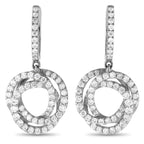 Exclusive 14K White Gold 1.00ct Diamond Drop Earrings ER28823 – Interlocking circular accents make these earrings incredibly 