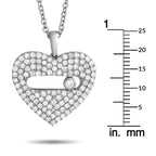14K White Gold 2.10ct Diamond Pavé Heart Necklace