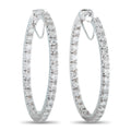 14K white gold diamond hoop earrings with pavé-set round stones