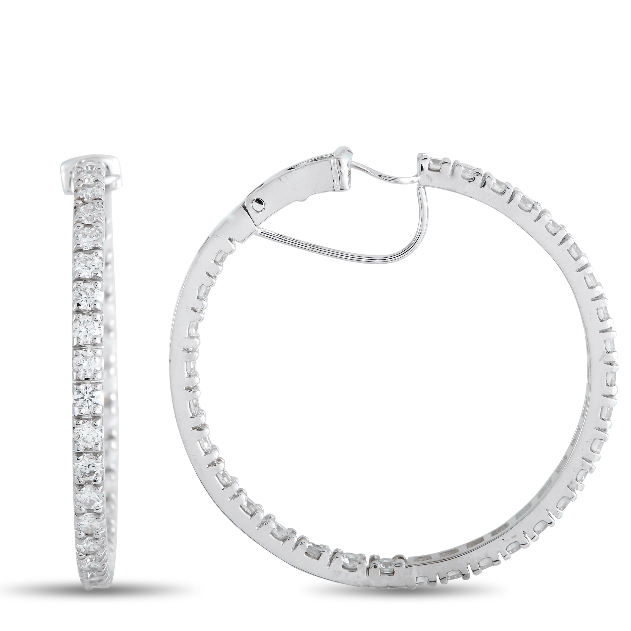 14K White Gold 5.75ct Diamond Hoop Earrings