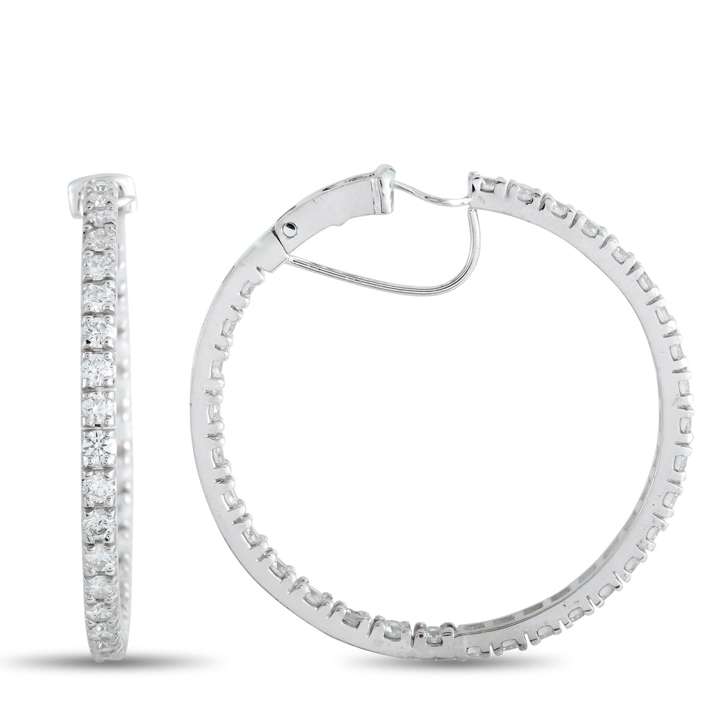 14K White Gold 5.75ct Diamond Hoop Earrings