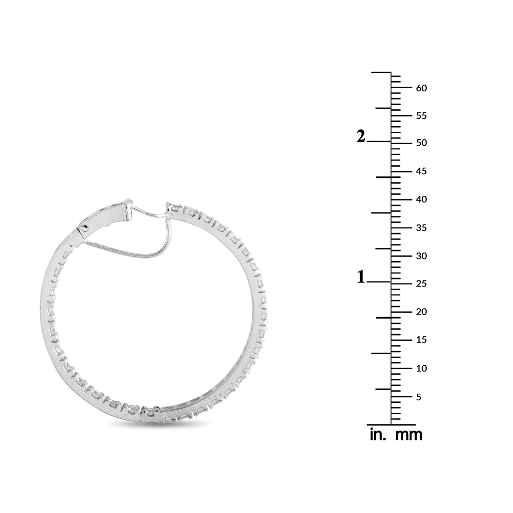 14K White Gold 5.75ct Diamond Hoop Earrings