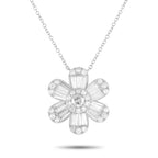 Exclusive 14K White Gold 1.20ct Diamond Flower Necklace – A stunning floral-shaped pendant measuring 0