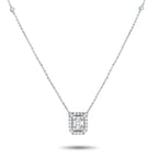 Exclusive 14K White Gold 0.85ct Diamond Cushion Halo Necklace – The glittering accessory to wear when your simple outfit need