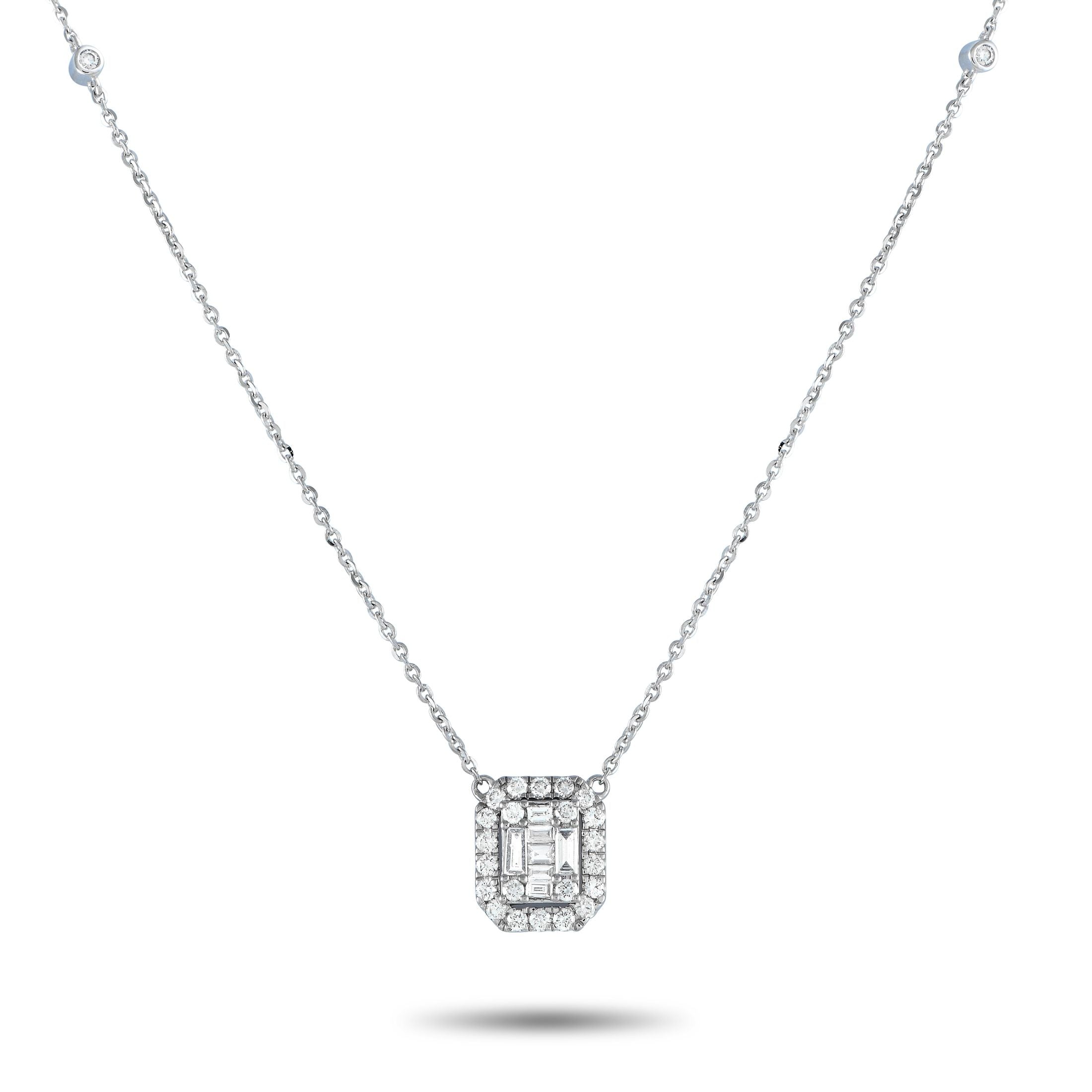 Exclusive 14K White Gold 0.85ct Diamond Cushion Halo Necklace – The glittering accessory to wear when your simple outfit need