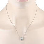 Exclusive 14K White Gold 0.85ct Diamond Cushion Halo Necklace