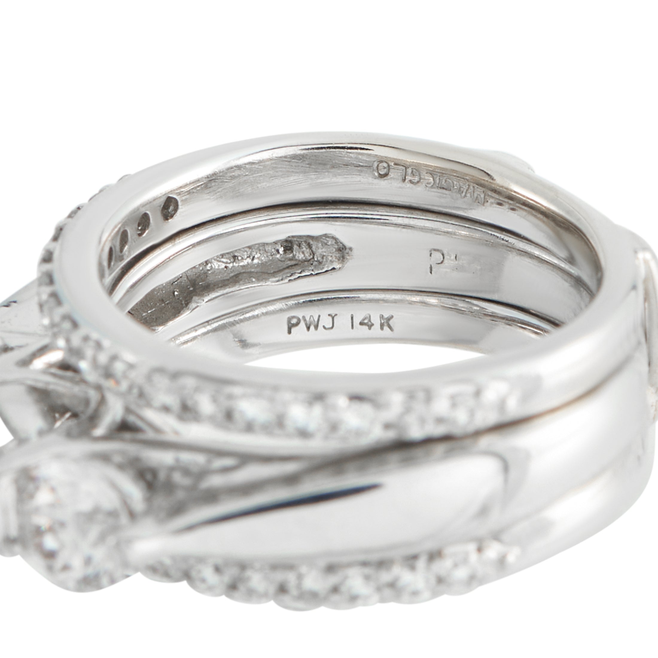 14K White Gold 1.64ct Diamond 3-Row Ring