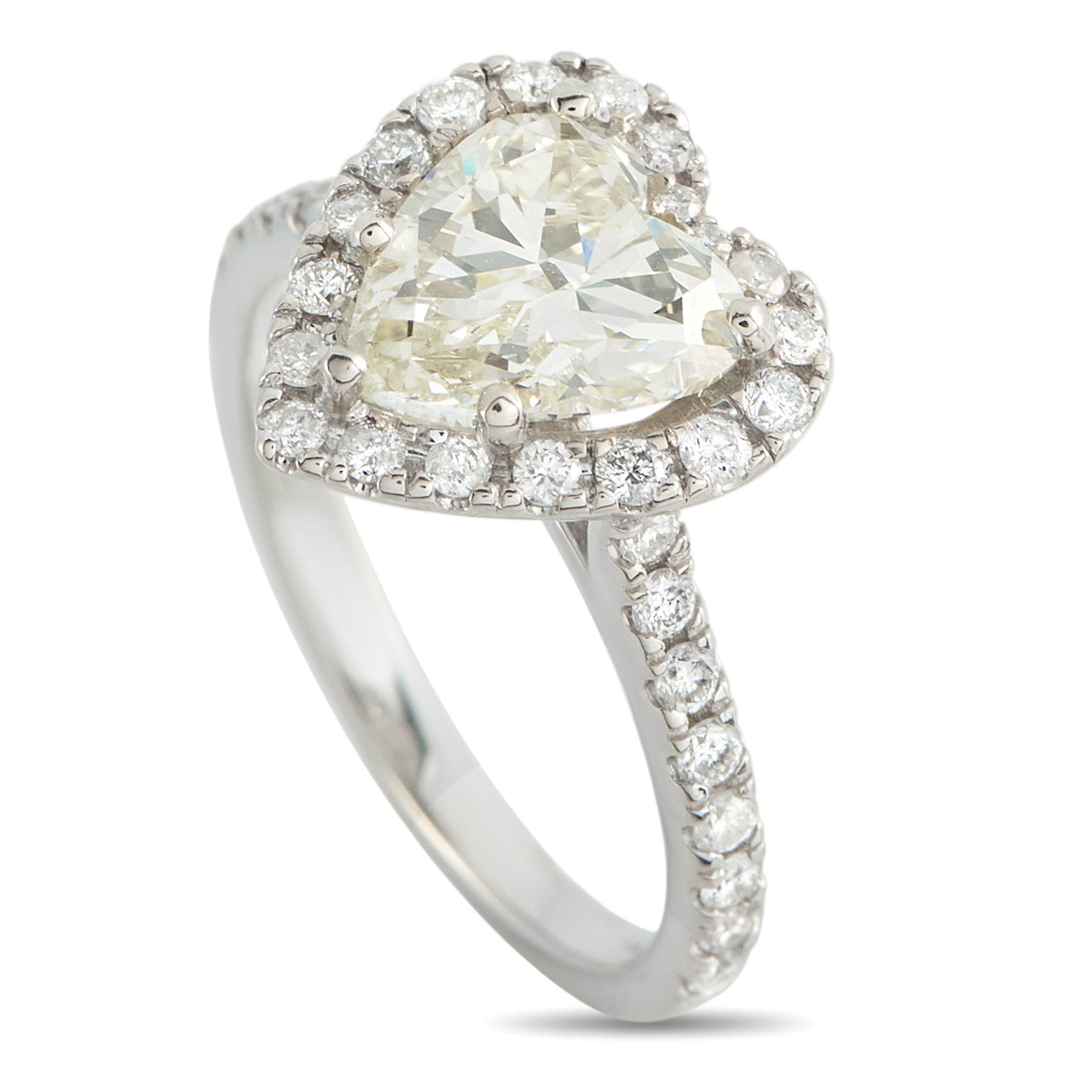14K White Gold 2.31ct Diamond Heart Ring