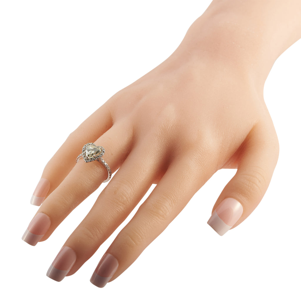 14K White Gold 2.31ct Diamond Heart Ring