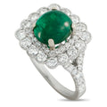 14K White Gold 1.25ct Diamond and Emerald Ring