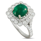 14K White Gold 1.25ct Diamond and Emerald Ring