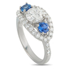 14K White Gold 1.71ct Diamond and Sapphire Ring