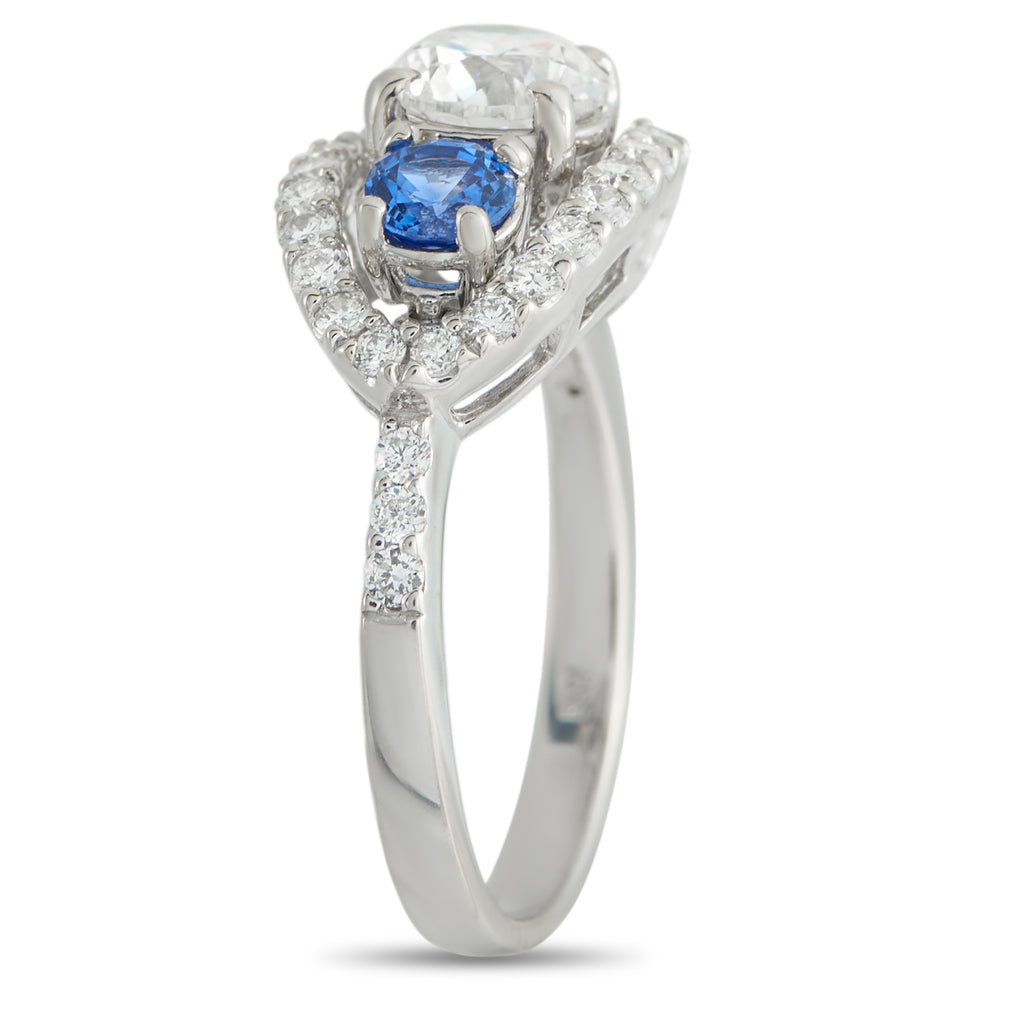 14K White Gold 1.71ct Diamond and Sapphire Ring