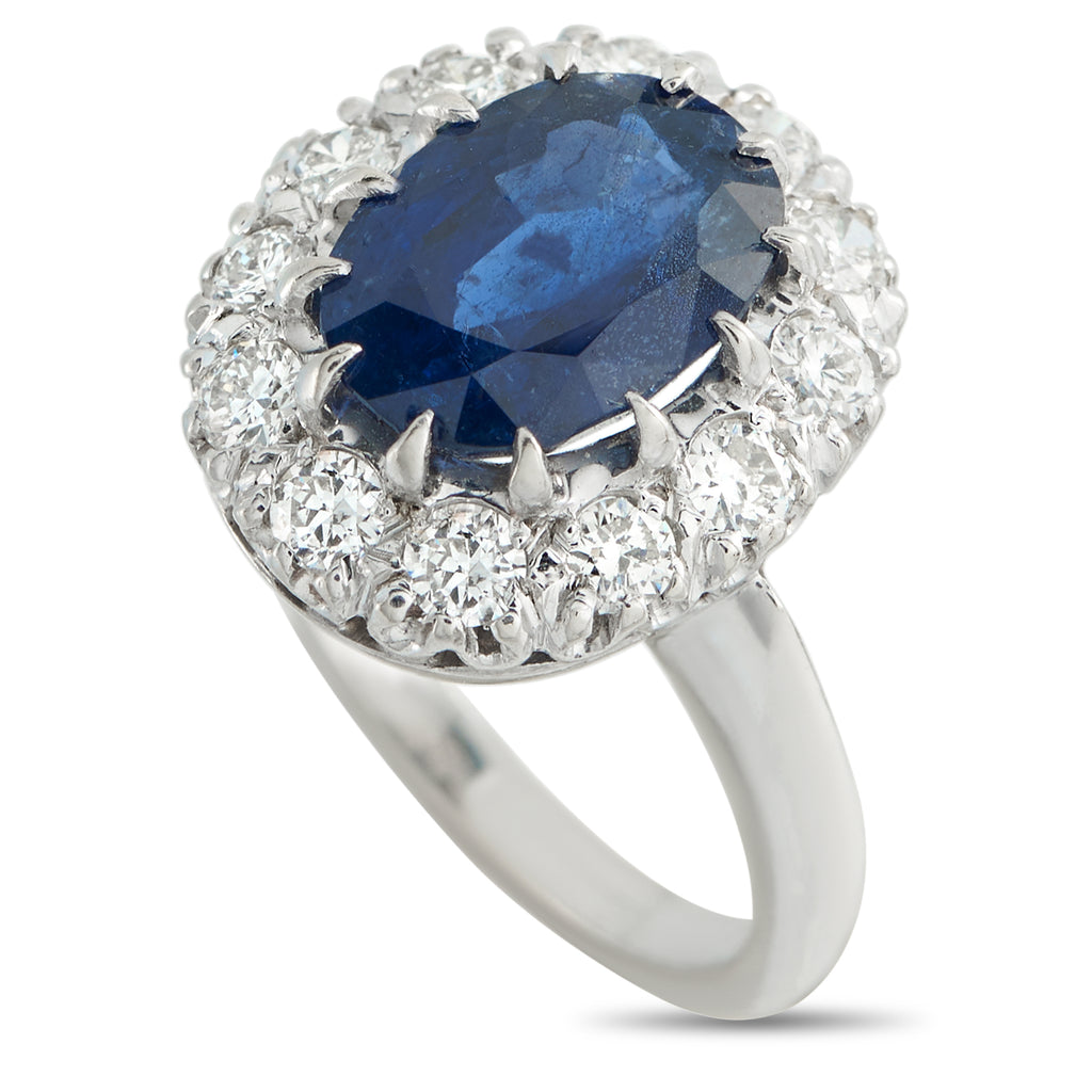 14K White Gold 0.60ct Diamond and Sapphire Ring