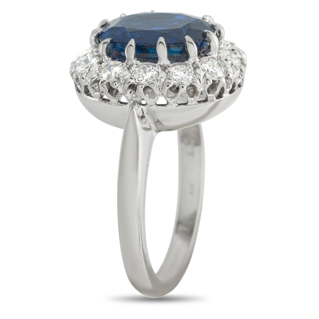 14K White Gold 0.60ct Diamond and Sapphire Ring