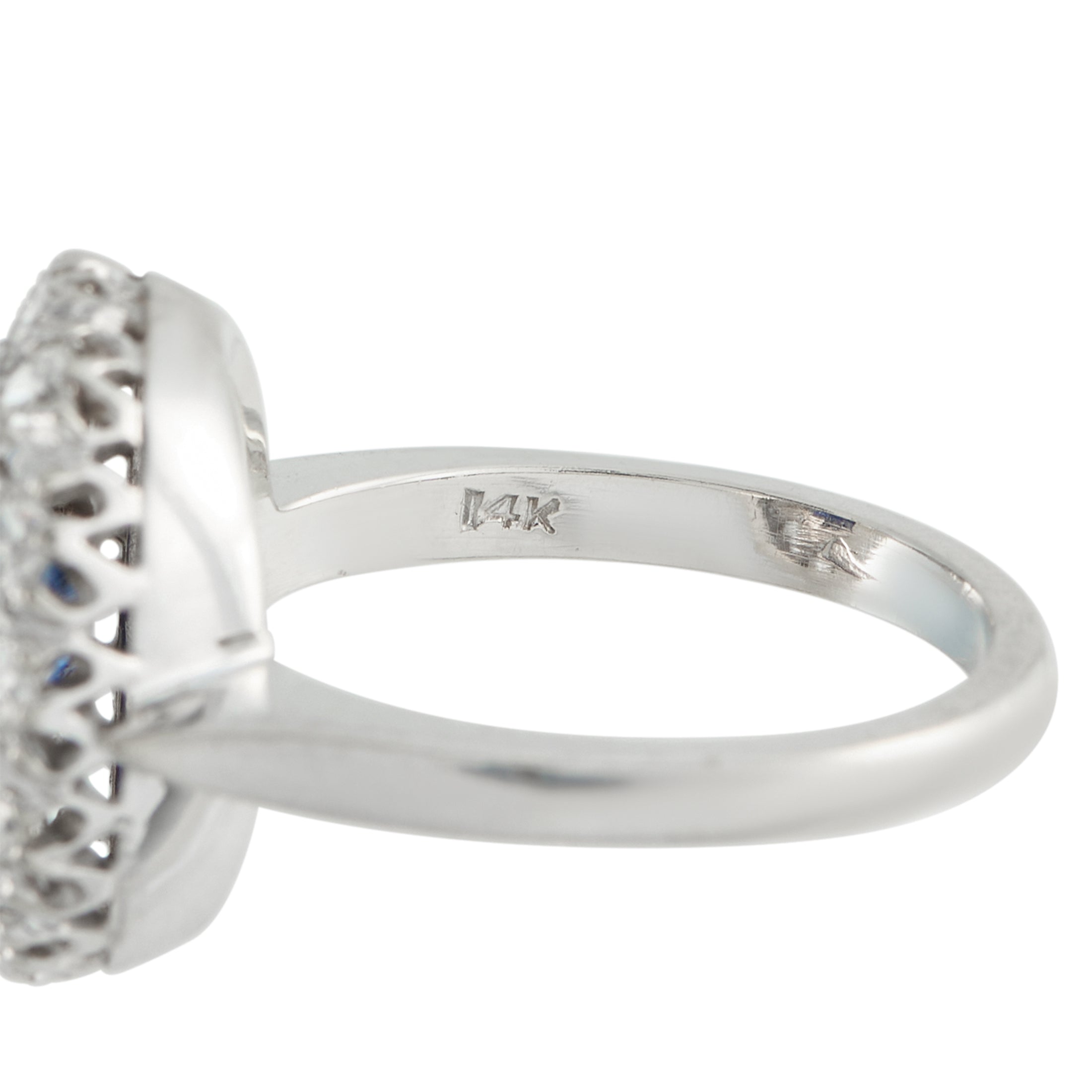 14K White Gold 0.60ct Diamond and Sapphire Ring