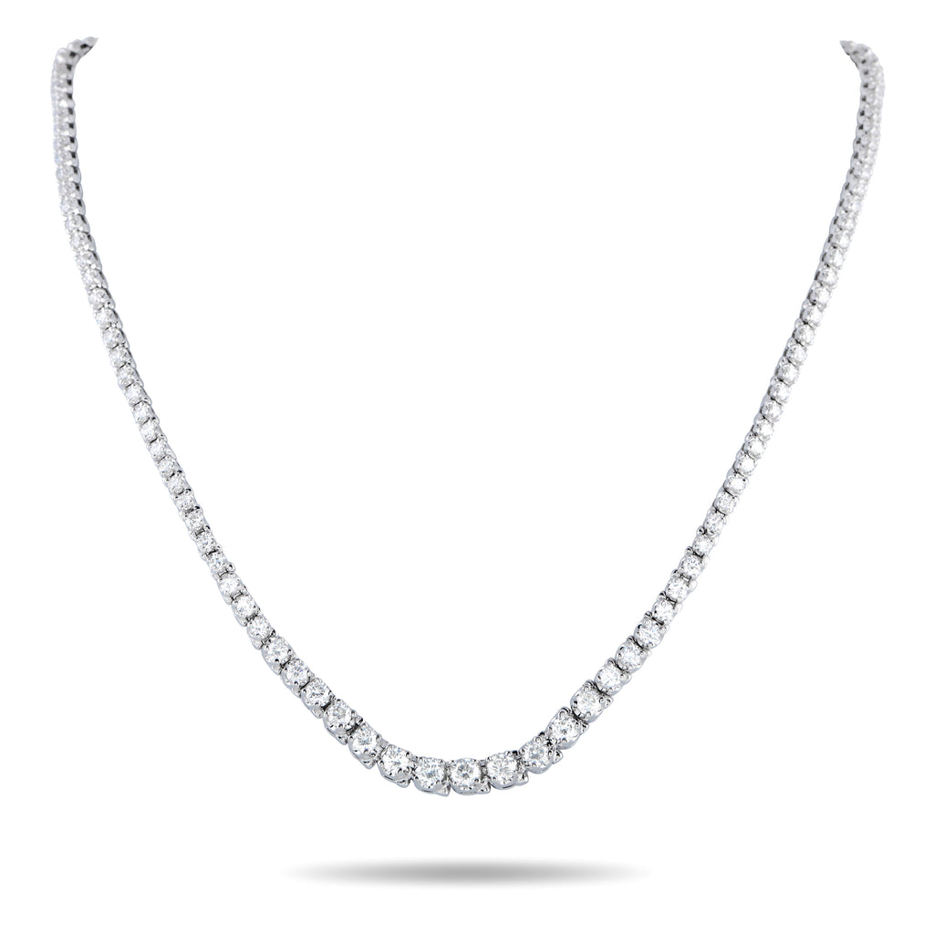 Exclusive 14K White Gold 7.20ct Diamond Tennis Necklace – An understated design makes this luxury tennis necklace an instant 