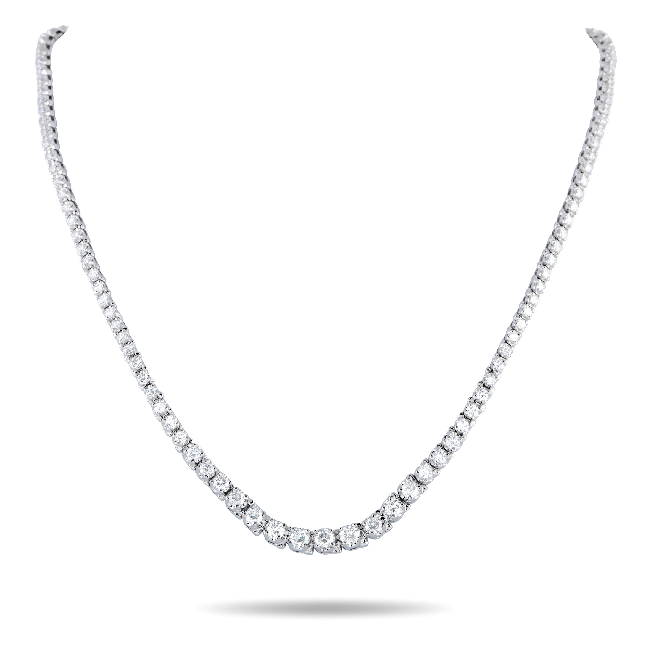 Exclusive 14K White Gold 7.20ct Diamond Tennis Necklace – An understated design makes this luxury tennis necklace an instant 