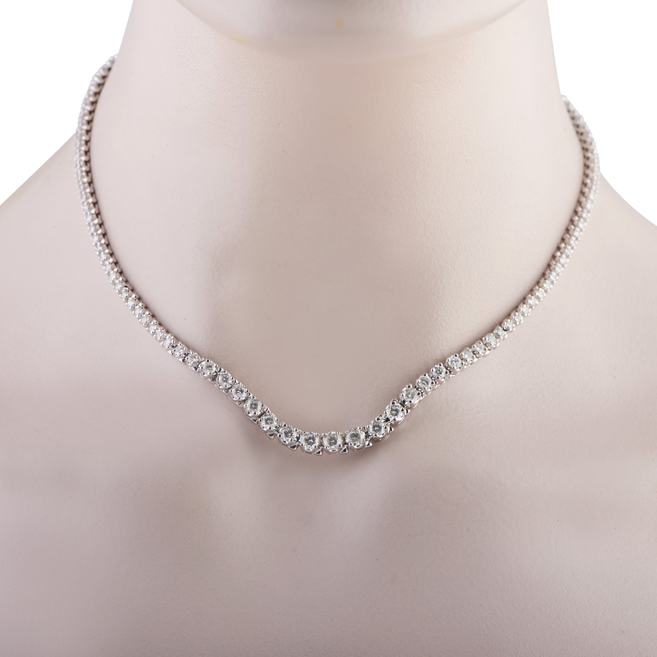 Exclusive 14K White Gold 7.20ct Diamond Tennis Necklace