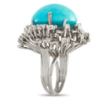14K White Gold 1.30ct Diamond and Turquoise Ring