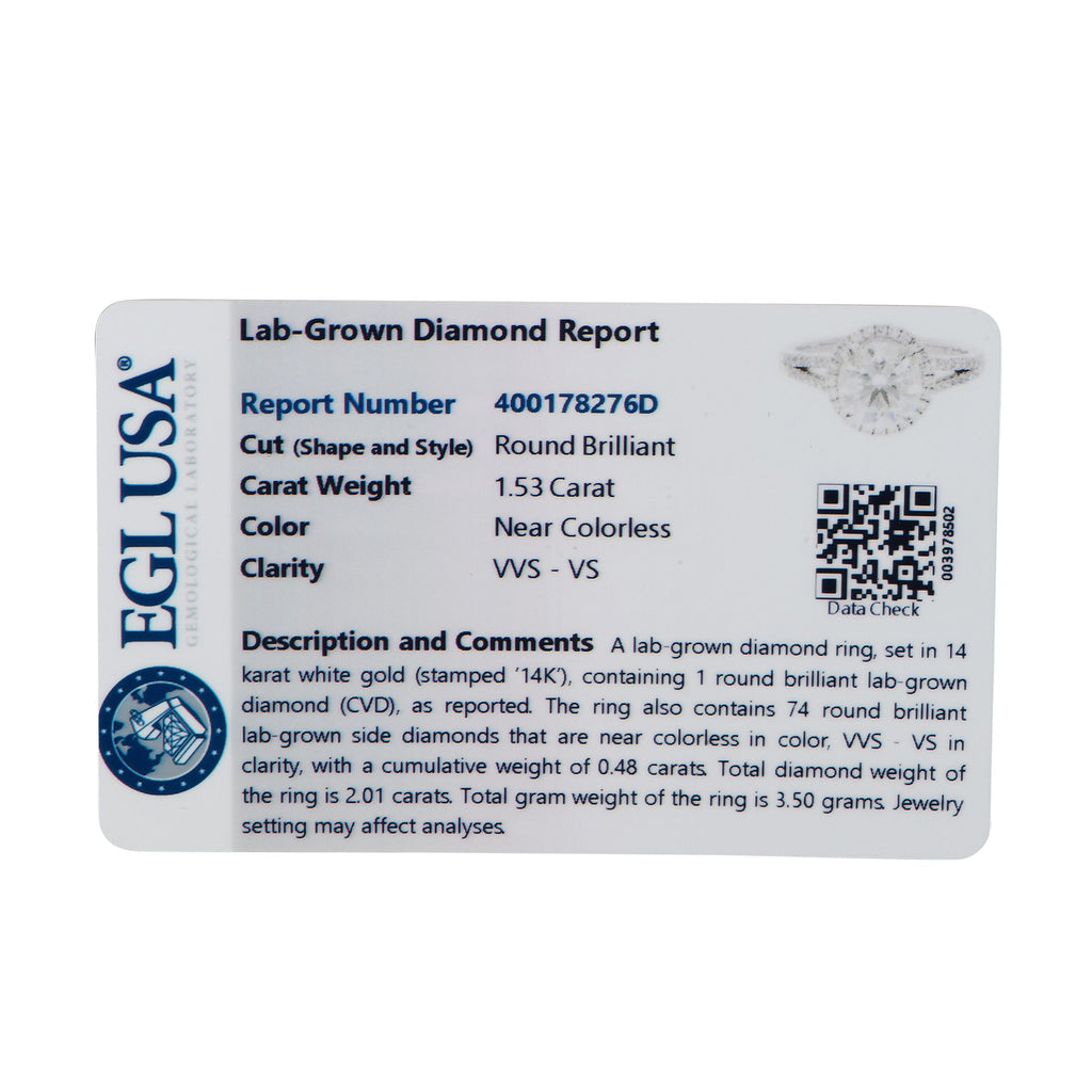 Exclusive 14K White Gold 2.01ct Lab Grown Diamond Ring