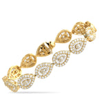 Exclusive 14K Yellow Gold 6.05ct Diamond Bracelet MF19-110623 – A series of pear-shaped 14K yellow gold links give this luxur