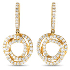 Exclusive 14K Yellow Gold 1.00ct Diamond Drop Earrings ER28822-Y – Interlocking circular accents make these earrings incredib