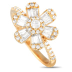 Exclusive 14K Yellow Gold 0.78ct Diamond Flower Ring RN31409-Y – Blooming in grace and beauty, this Exclusive  flower ring wi