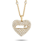14K Yellow Gold 2.10ct Diamond Pavé Heart Necklace