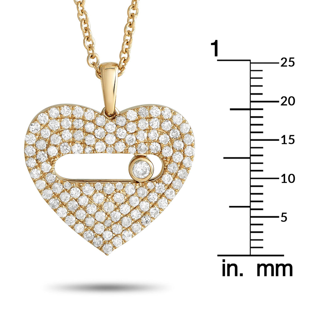 Exclusive 14K Yellow Gold 2.10ct Diamond Pavé Heart Necklace