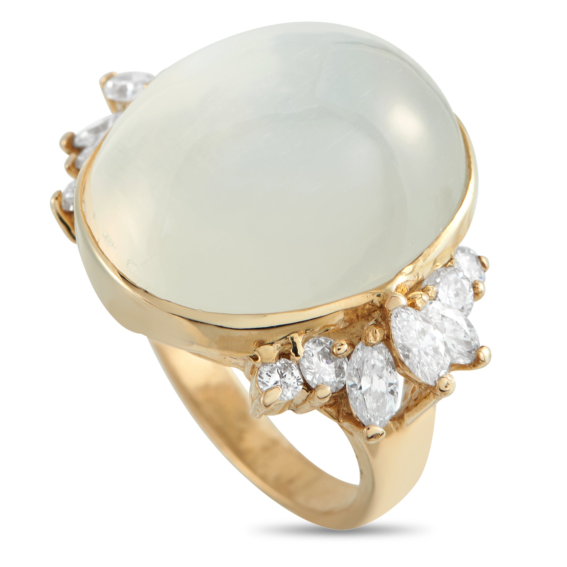 14K Yellow Gold 1.28ct Diamond and Moonstone Ring