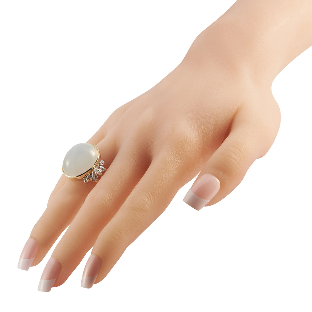 14K Yellow Gold 1.28ct Diamond and Moonstone Ring