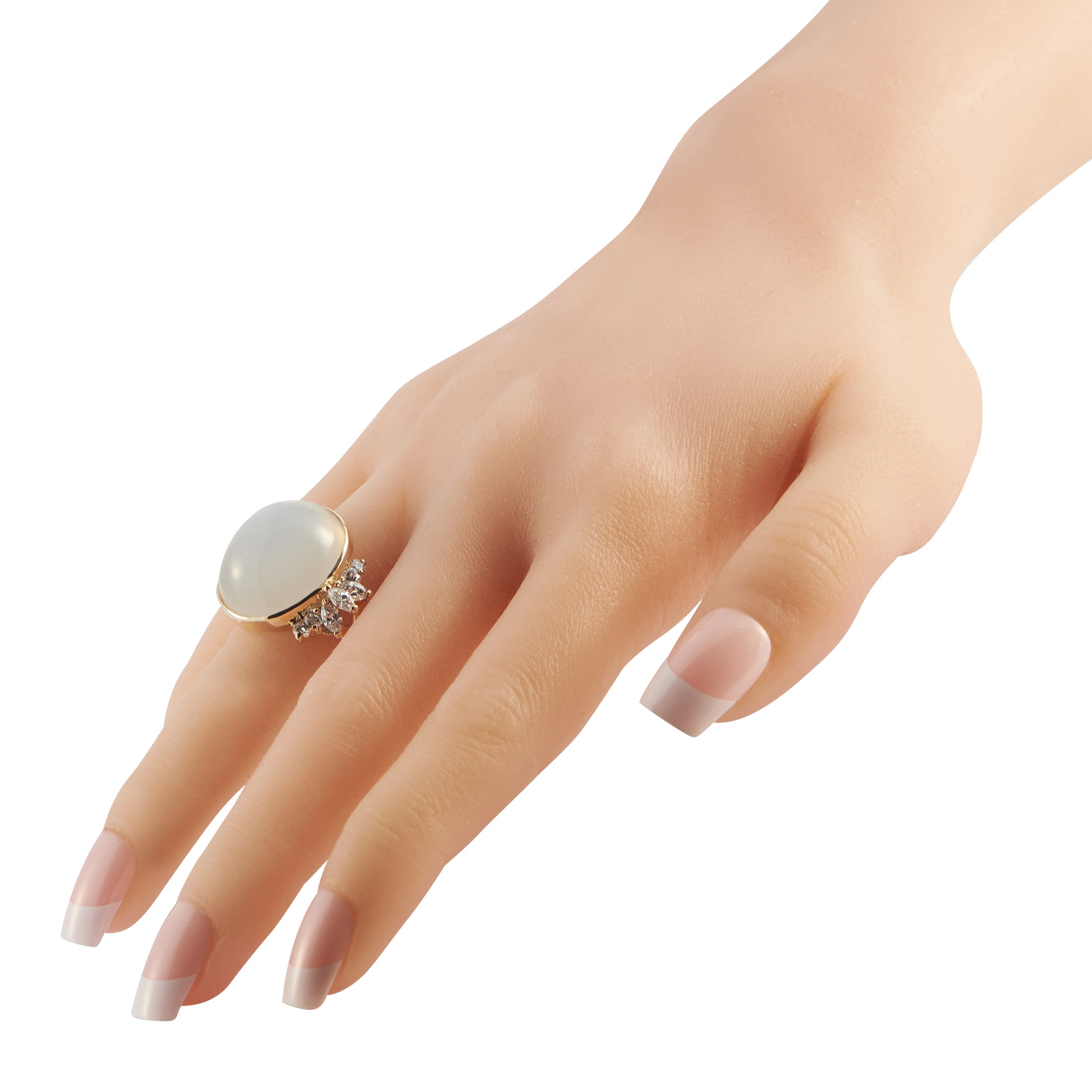 14K Yellow Gold 1.28ct Diamond and Moonstone Ring