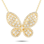 Exclusive 14K Yellow Gold 3.73ct Diamond Butterfly Necklace MF24-110623 – A butterfly pendant comes to life thanks to sparkli
