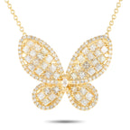 14K Yellow Gold 3.73ct Diamond Butterfly Necklace