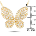 14K Yellow Gold 3.73ct Diamond Butterfly Necklace