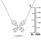 Exclusive 14K White Gold 0.75ct Diamond Four Petal Flower Necklace
