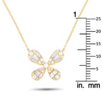 Exclusive 14K Yellow Gold 0.75ct Diamond Four Petal Flower Necklace