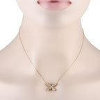 Exclusive 14K Yellow Gold 0.75ct Diamond Four Petal Flower Necklace