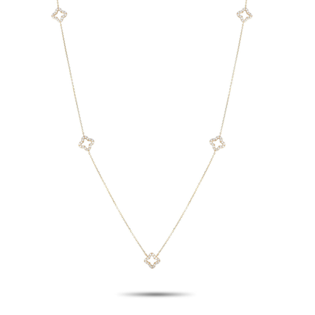 Exclusive 14K Yellow Gold 1.0ct Diamond Quatrefoil Station Necklace NK01759-Y – Effortlessly and confidently elevate your sty
