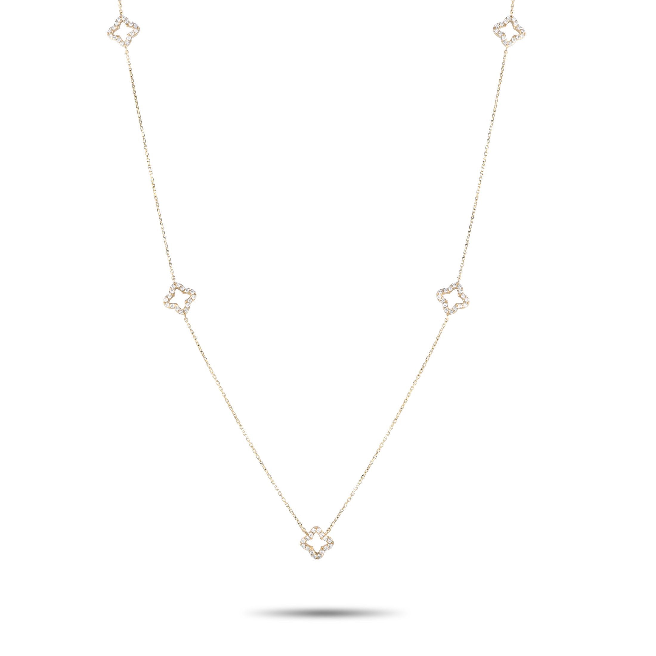 Exclusive 14K Yellow Gold 1.0ct Diamond Quatrefoil Station Necklace NK01759-Y – Effortlessly and confidently elevate your sty