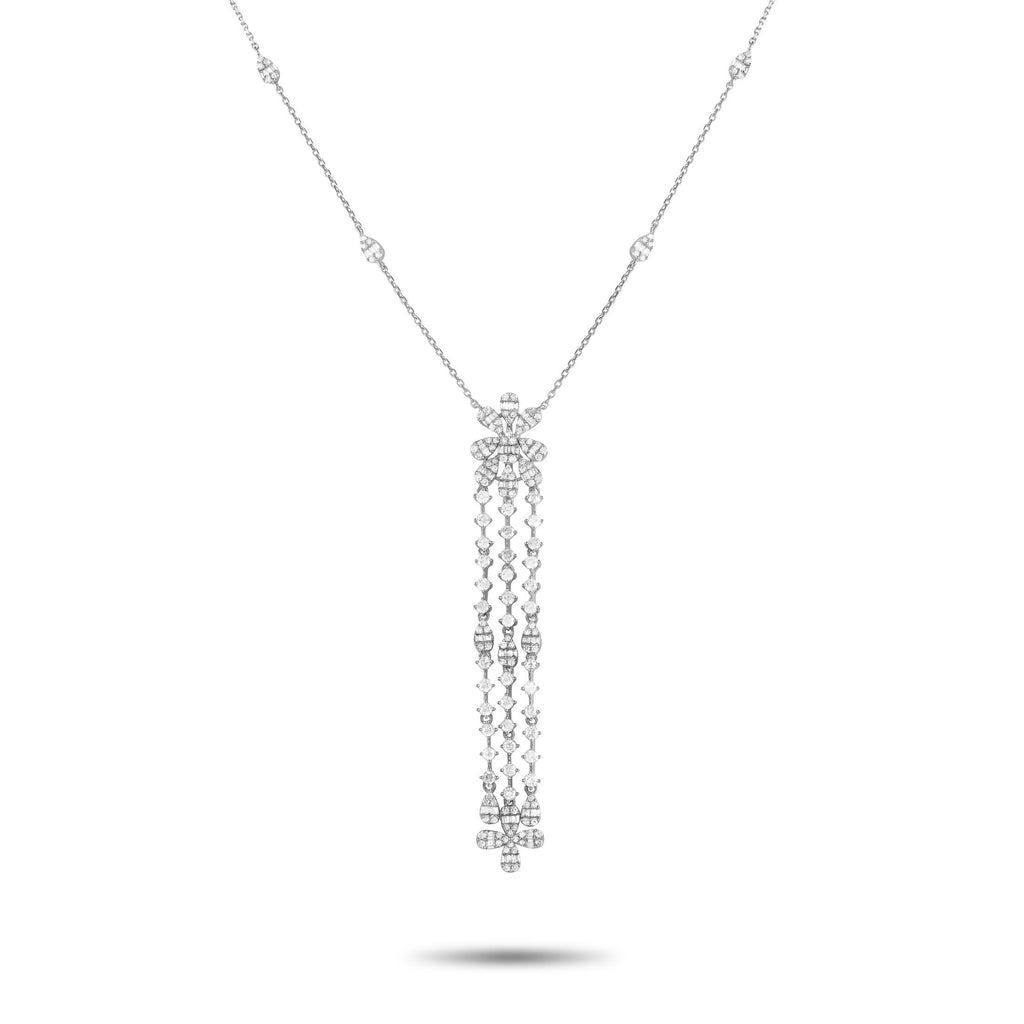 Exclusive 14K White Gold 2.0ct Diamond Necklace – Add balance to a bold and statement-making outfit with this Y-shaped neckla